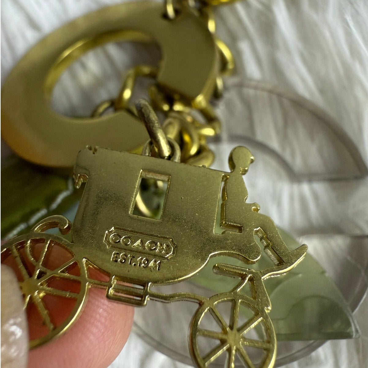 Rare Vintage COACH "C" Hang Tag and Horse Carriage Bag Charm Key Fob