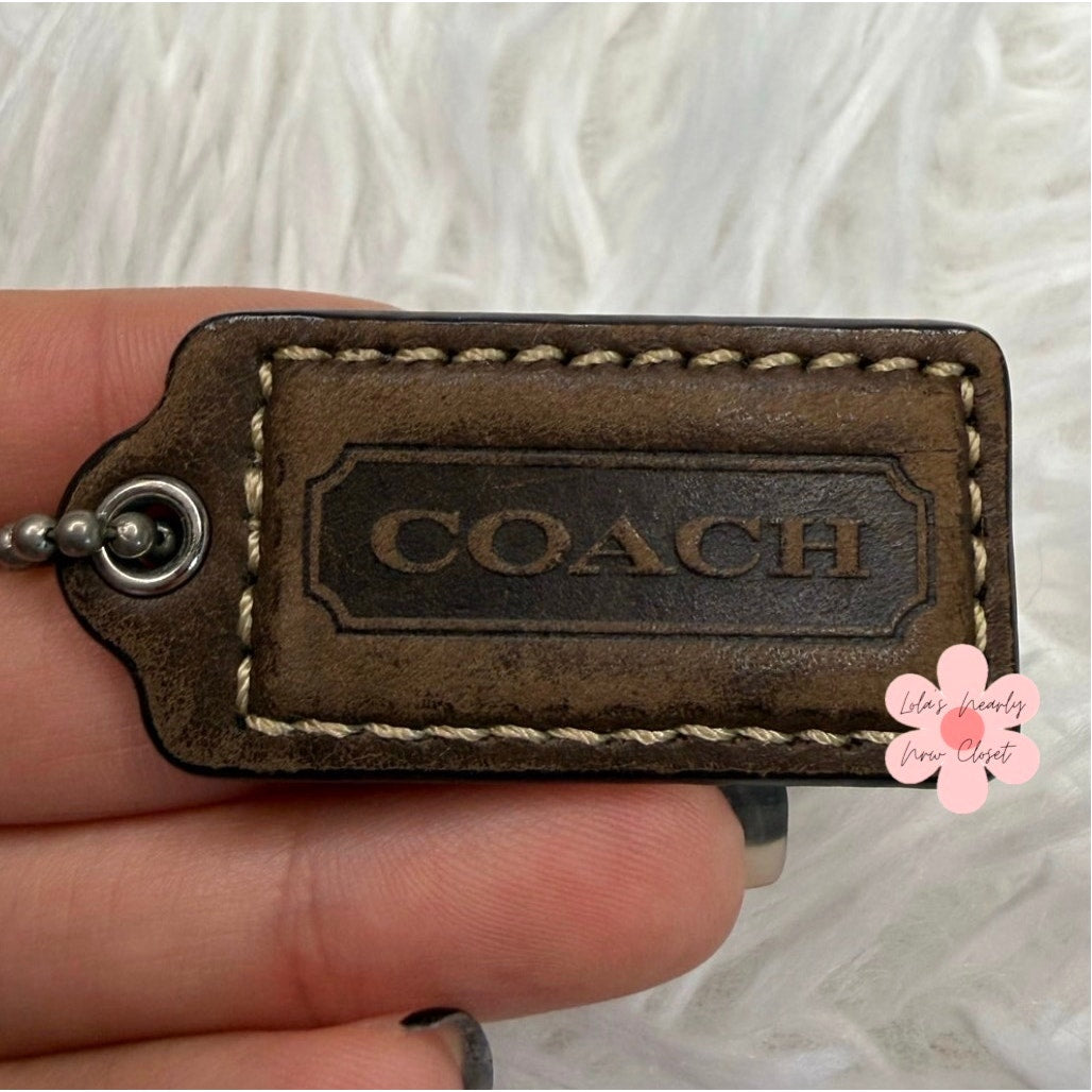 1.5" COACH Brown  Fob Bag Charm Hang tag Hangtag