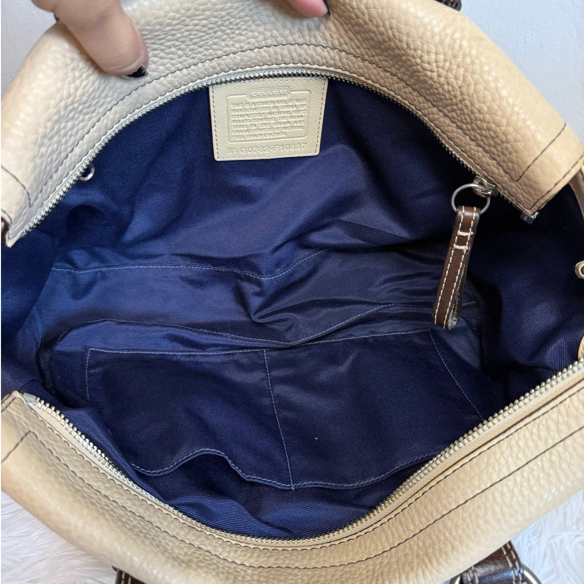 COACH Chelsea Beige and Brown Pebbled Leather Shoulder Bag