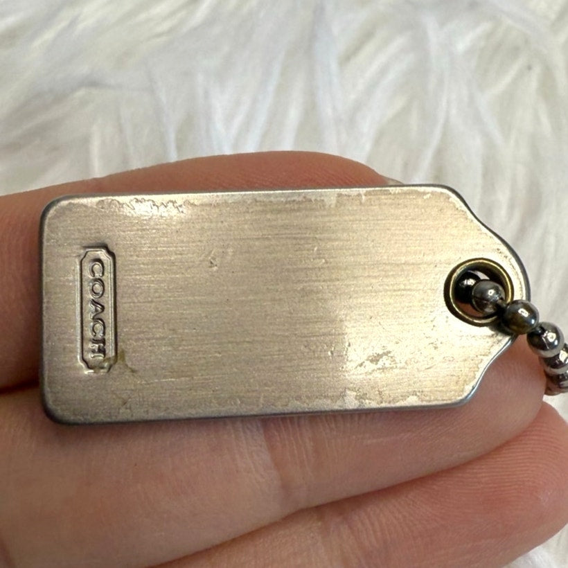 1" y2k Coach Vintage Metal Hangtag Hang Tag Bag Charm