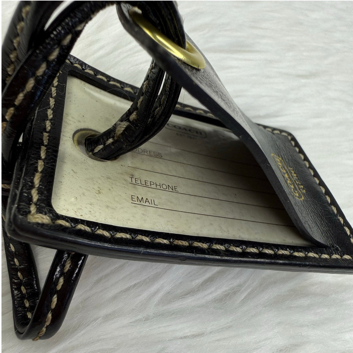 Vintage COACH Black Luggage Tag Bag Charm