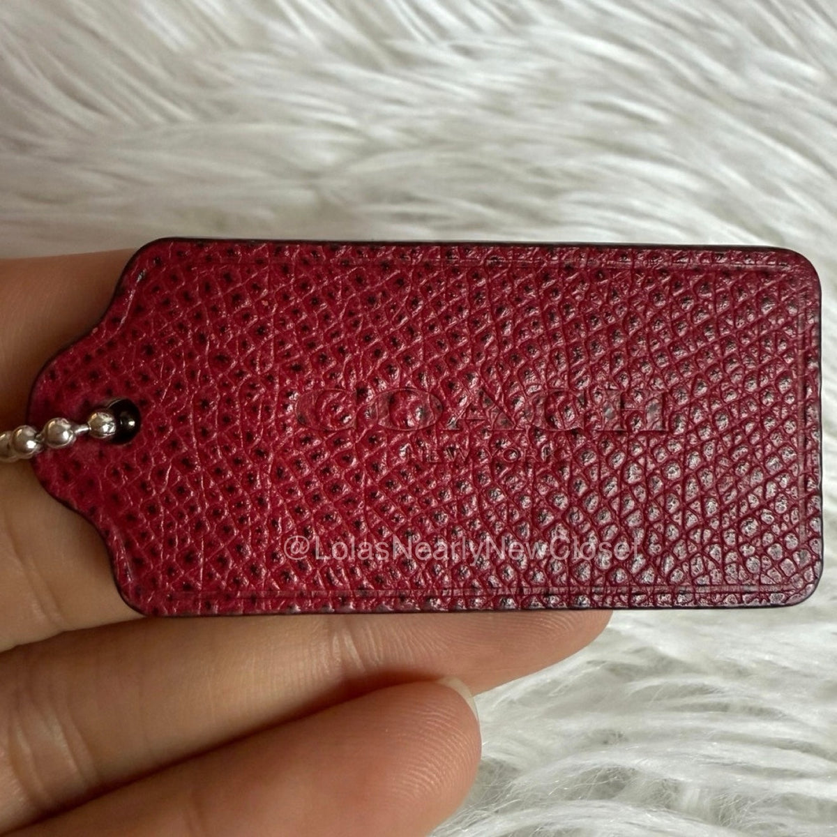 2" COACH Red Texture Fob Bag Charm Hang tag Hangtag