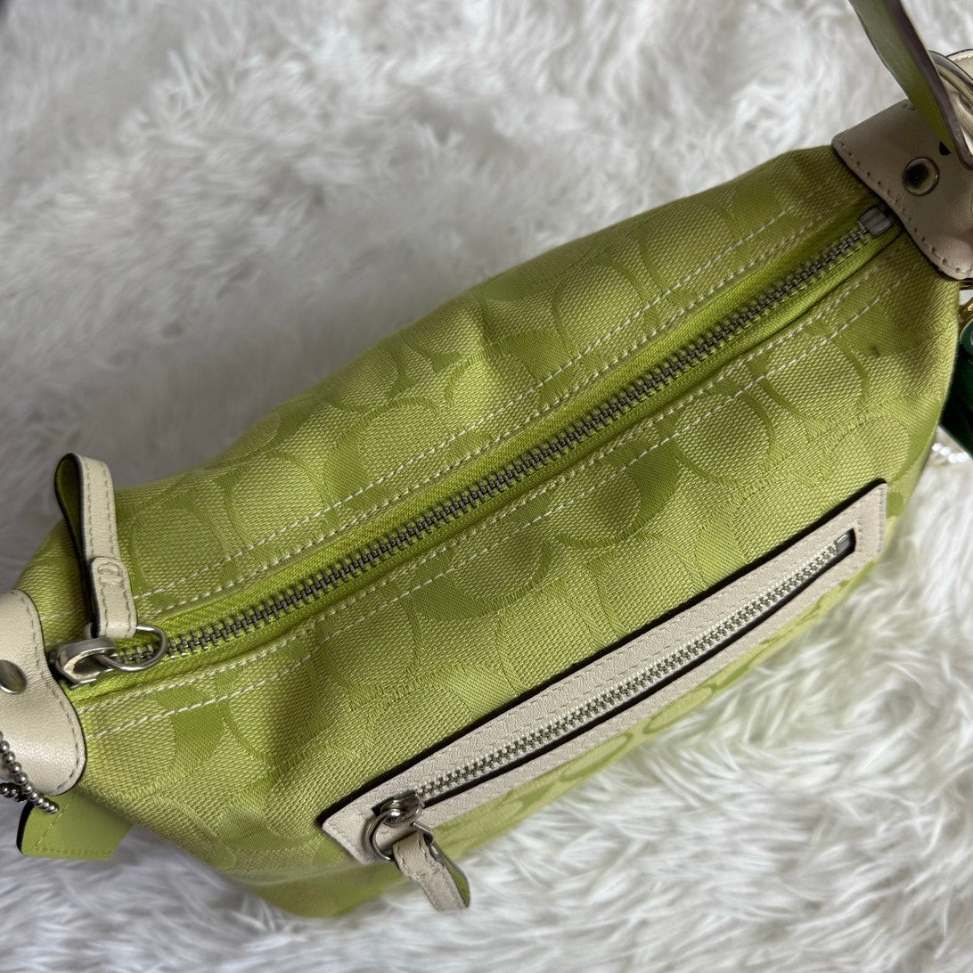 y2k Coach 2006 Vintage F06044 Lime Green Jacquard Shoulder Bag