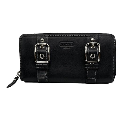 COACH Zoe Double Buckle Black Wallet