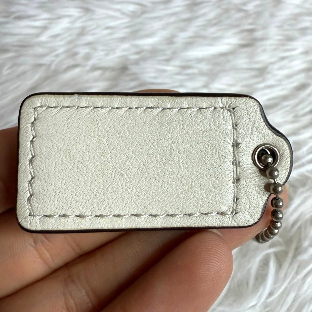 1.5" COACH White Fob Bag Charm Hang tag Hangtag