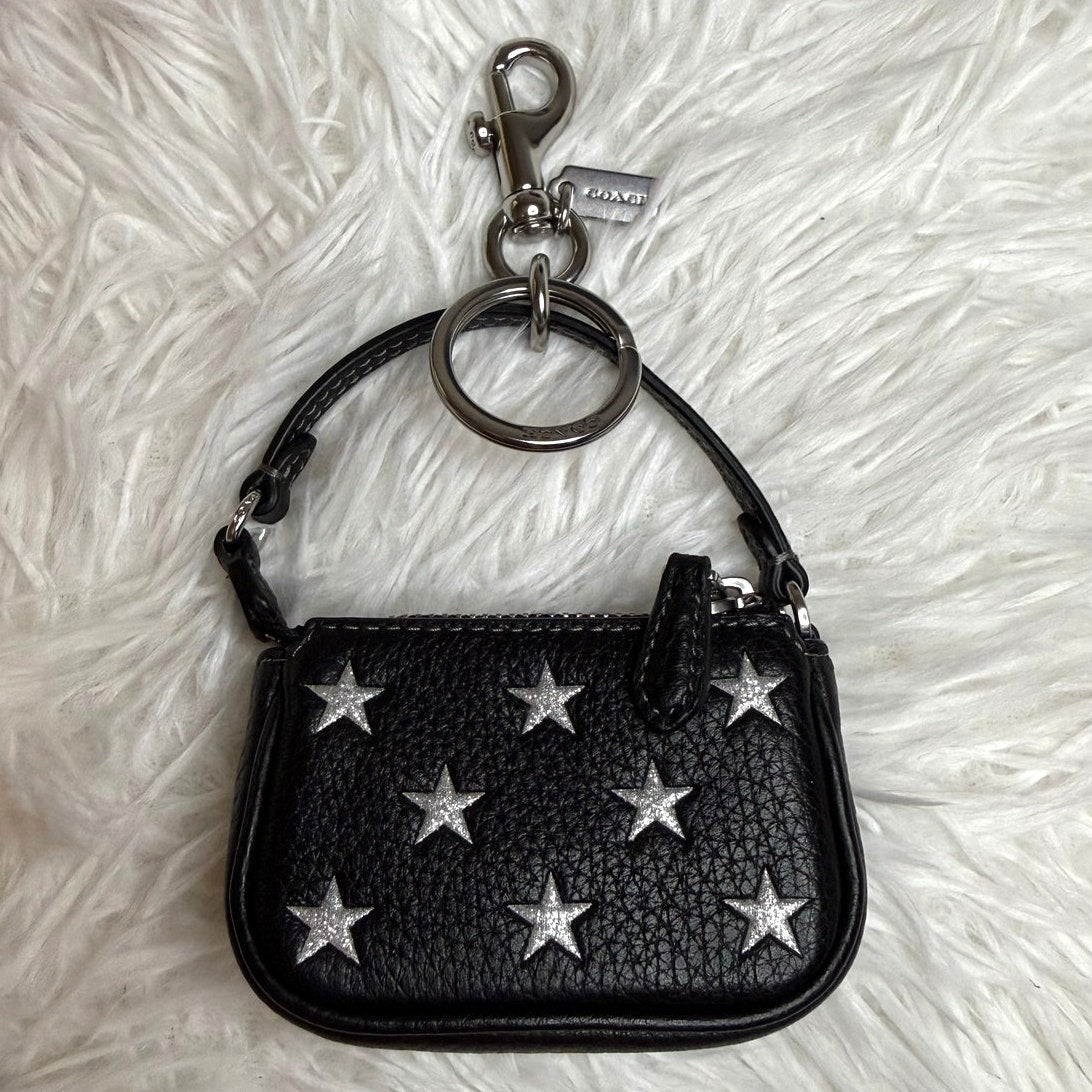 Coach Nolita Star Print Bag Charm – Black Pebble Leather Keychain