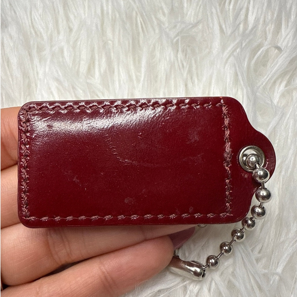 2" COACH Patent Leather Red Fob Bag Charm Hang tag Hangtag