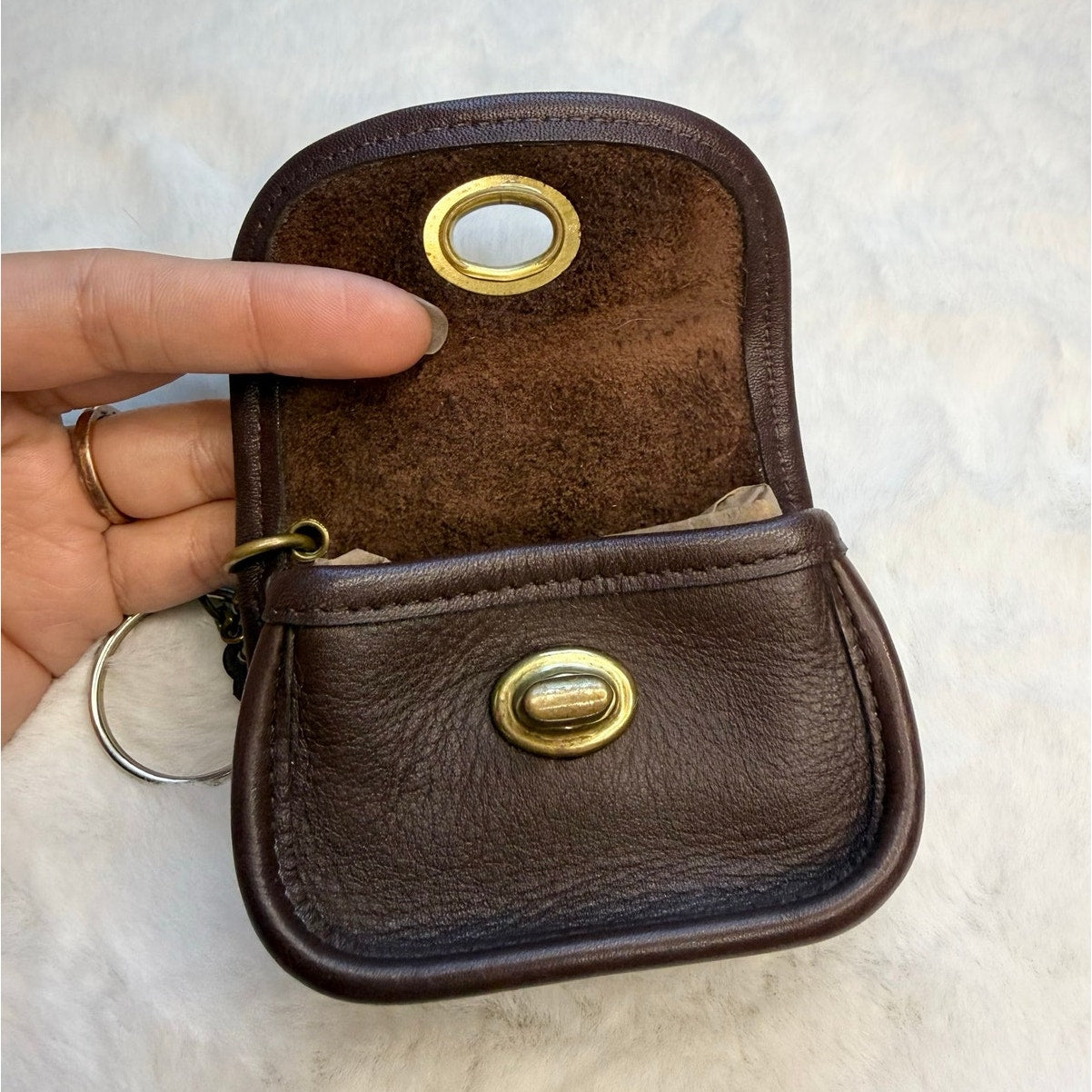 Vintage Coach City Key Fob Style 7105 Mahogany RARE Mini Pouch
