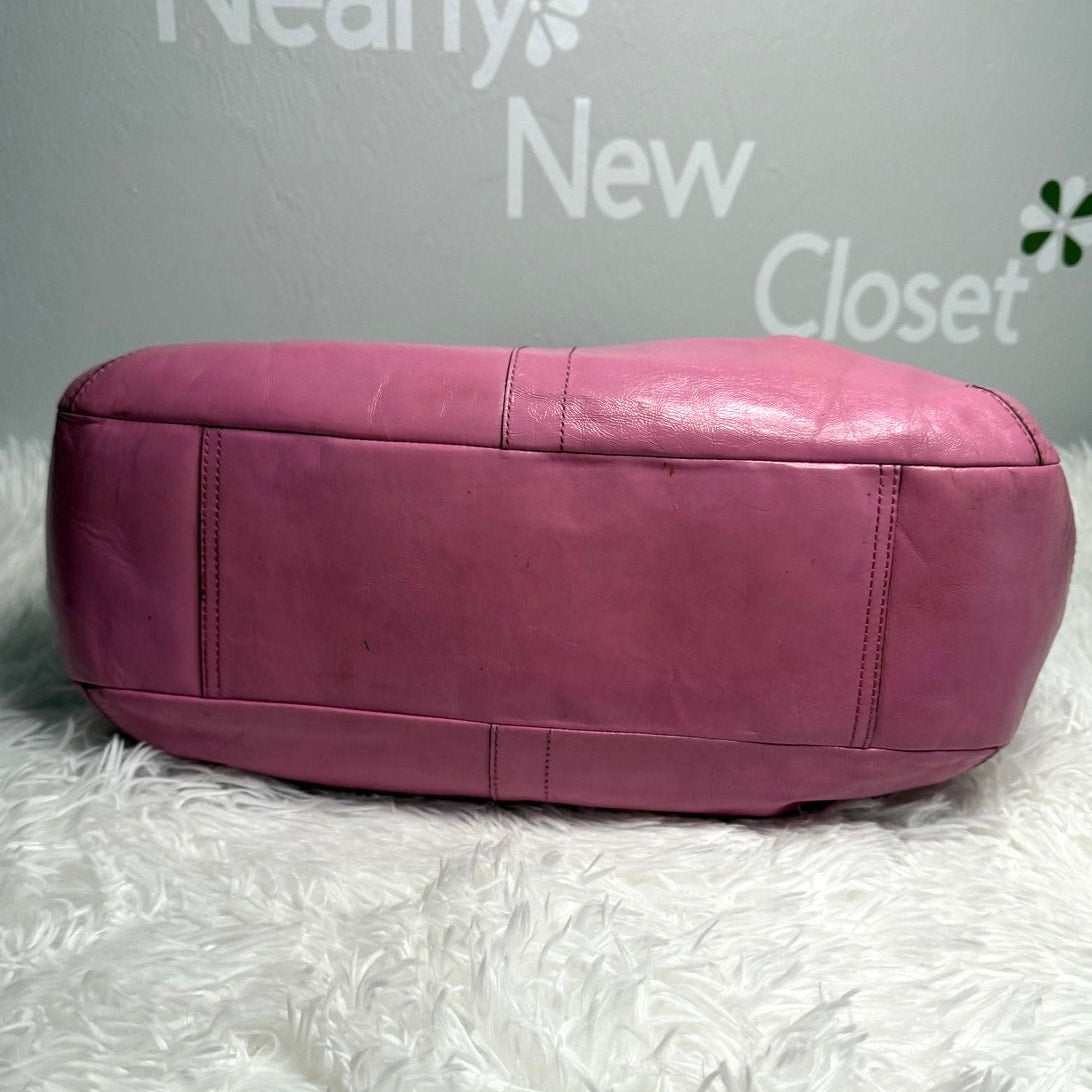 y2k COACH 2008 Pink 12520 Patented Leather Ergo Shoulder Bag