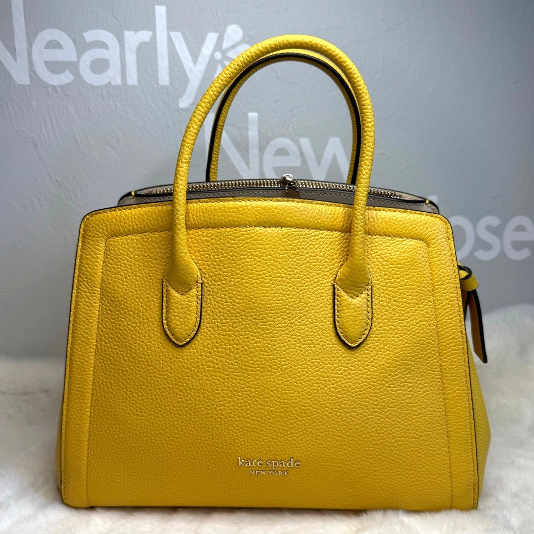 SALE Kate Spade Knott Medium Pebble Leather Satchel Morning Yellow