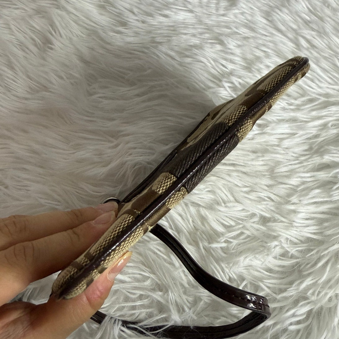 COACH Brown Signature Canvas Wristlet