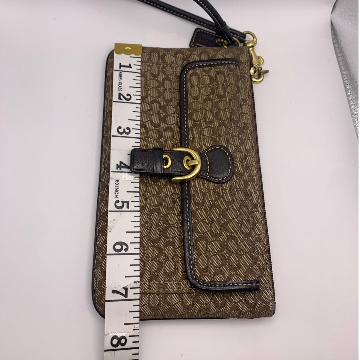 COACH Brown Signature Canvas Wristlet