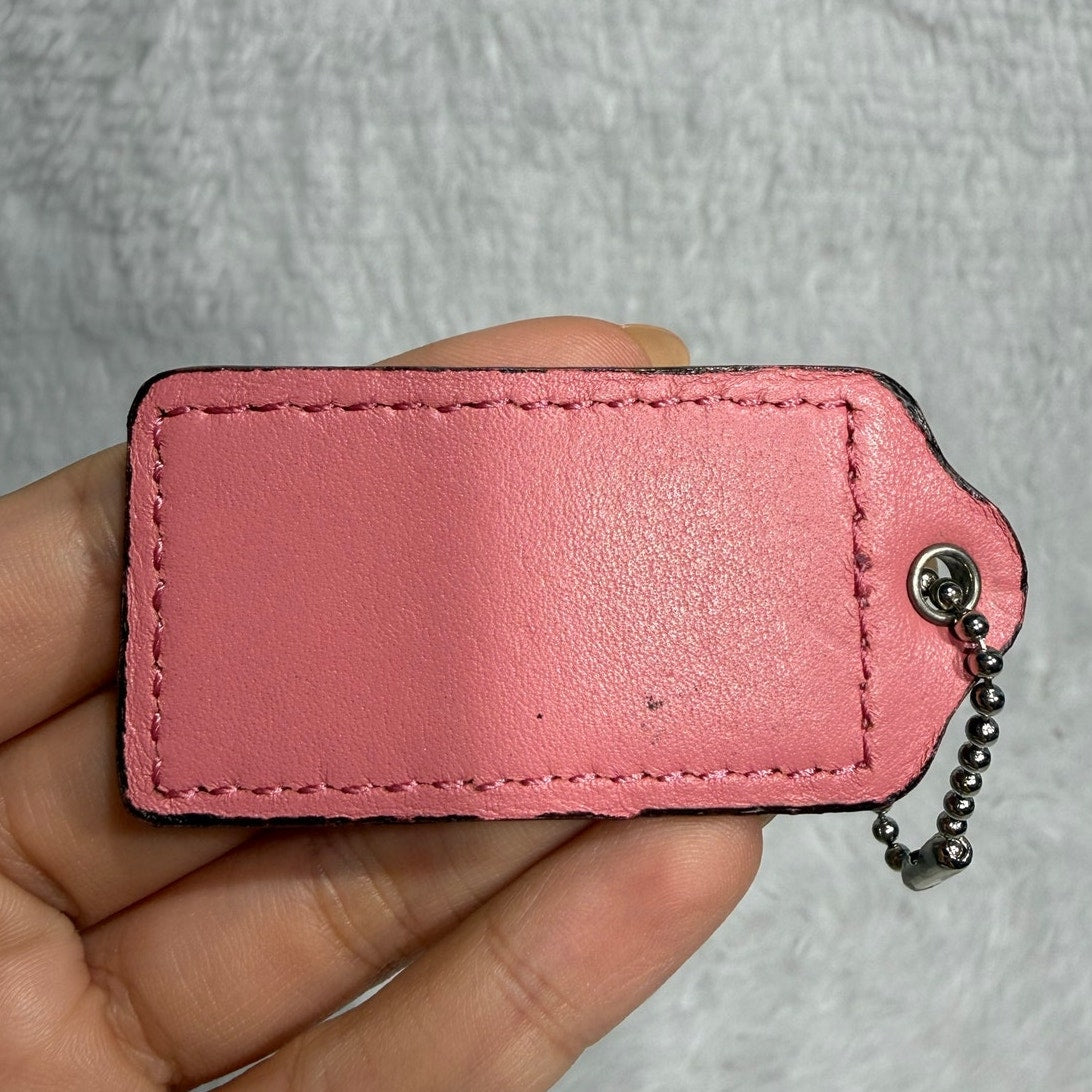 2" COACH Pink Fob Bag Charm Hang tag Hangtag