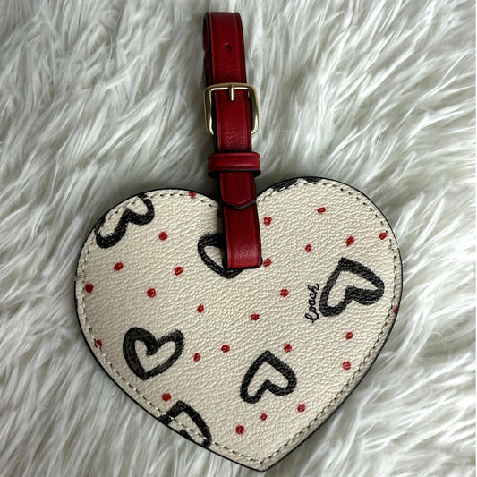 Coach Luggage Tag Red Heart Print Canvas