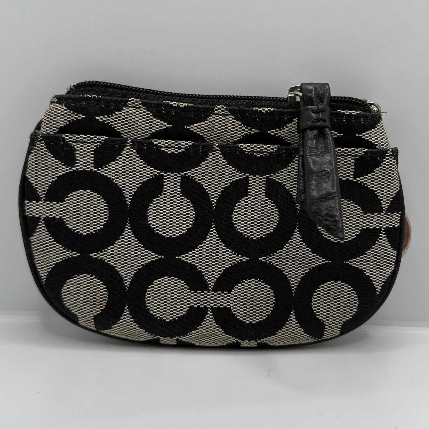 COACH Black and Gray Signature Canvas Coin Purse w/ Keychain