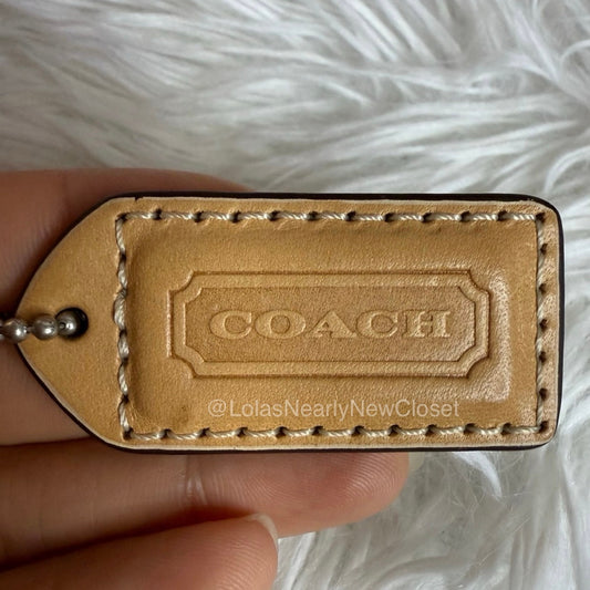 1.5" y2k COACH Tan Fob Bag Charm Hang tag Hangtag