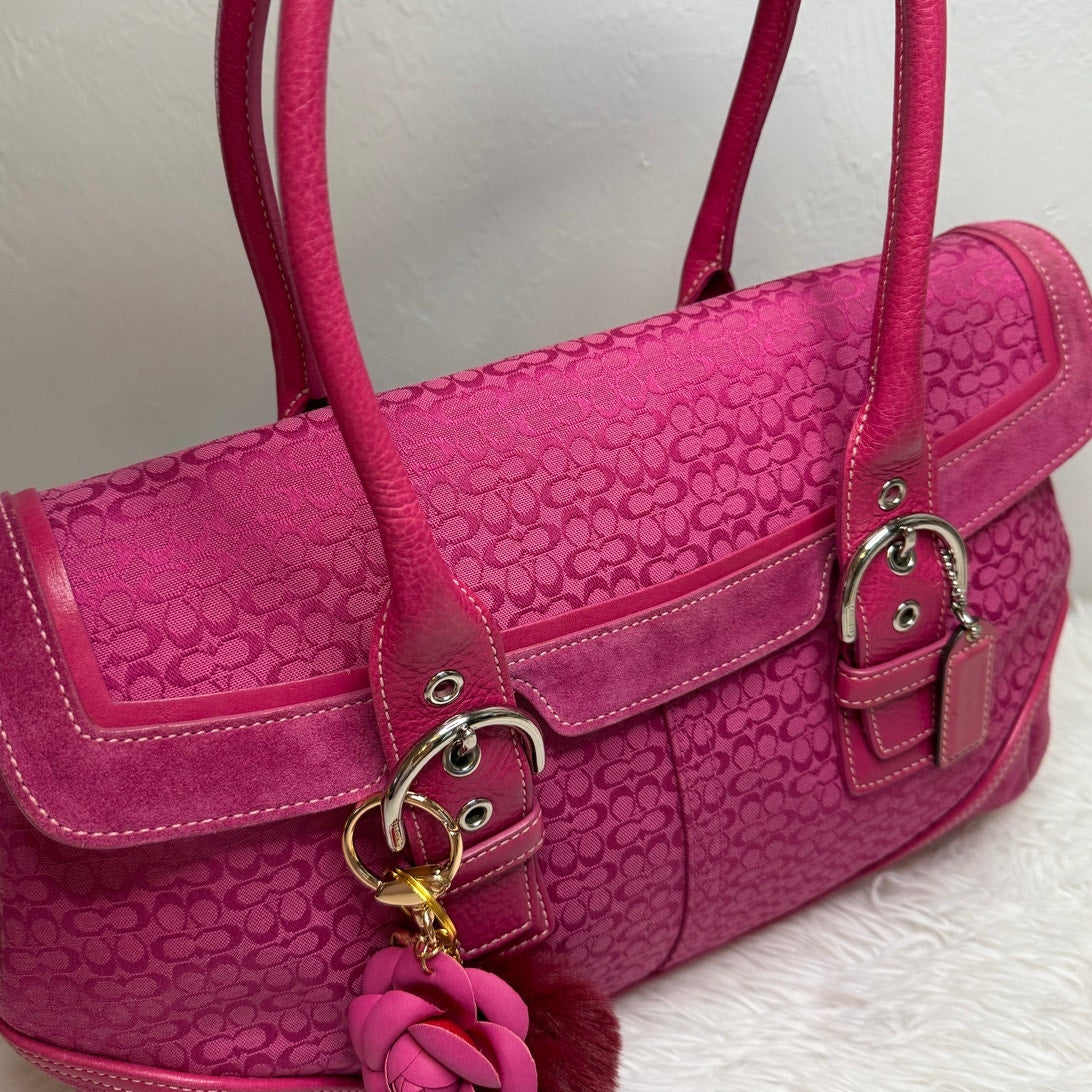 y2k COACH Vintage 2004 Pink Hampton SOHO Flap Satchel