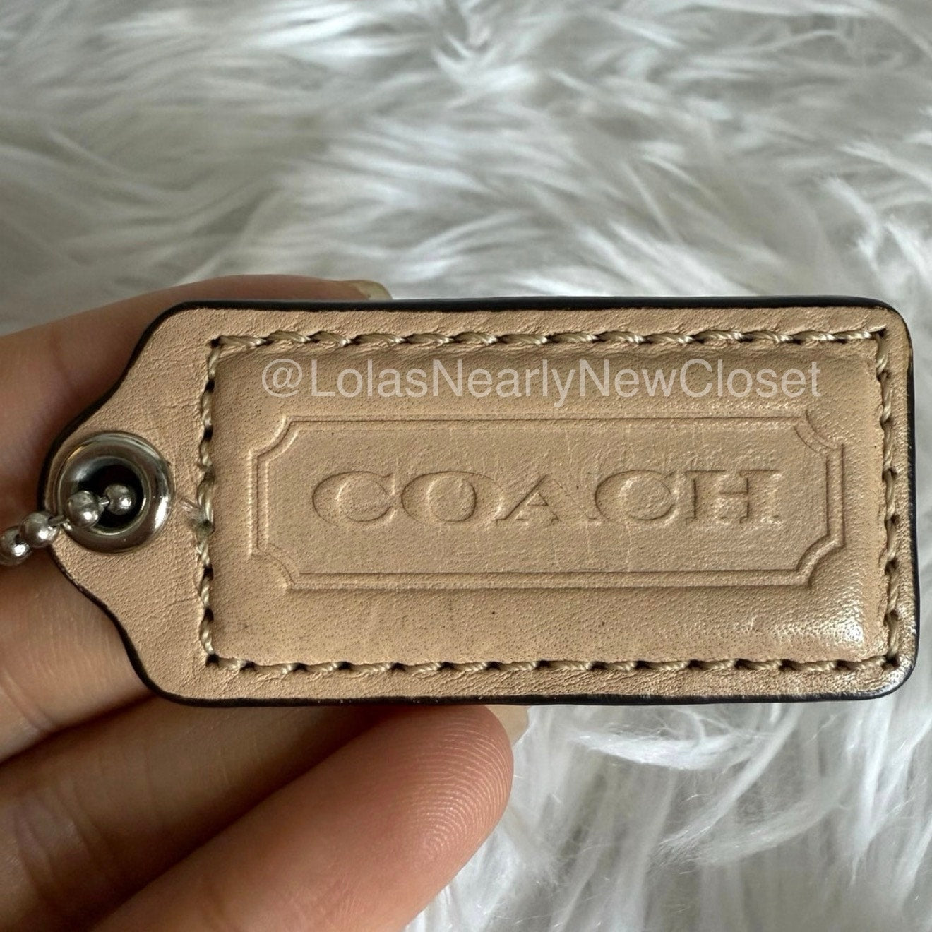 2" COACH Beige Fob Bag Charm Hang tag Hangtag