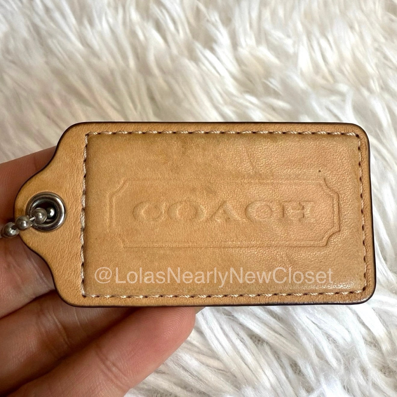 2" COACH Tan Fob Bag Charm Hang tag Hangtag