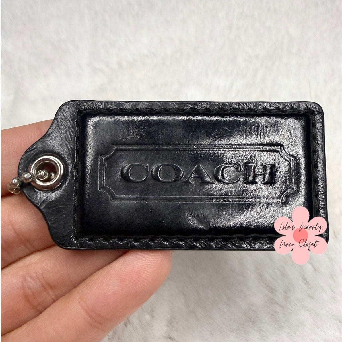 2” COACH Black Fob Bag Charm Hang tag Hangtag