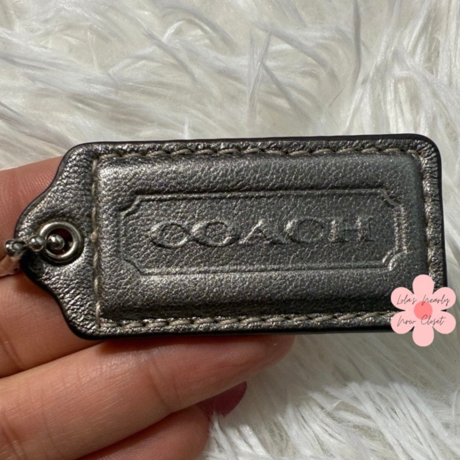 2" COACH Silver Fob Bag Charm Hang tag Hangtag