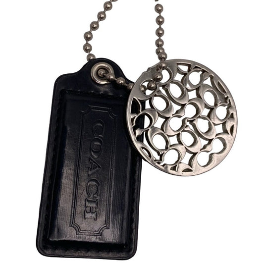 COACH Black Silver Circle Replacement Hang Tag Bag Charm