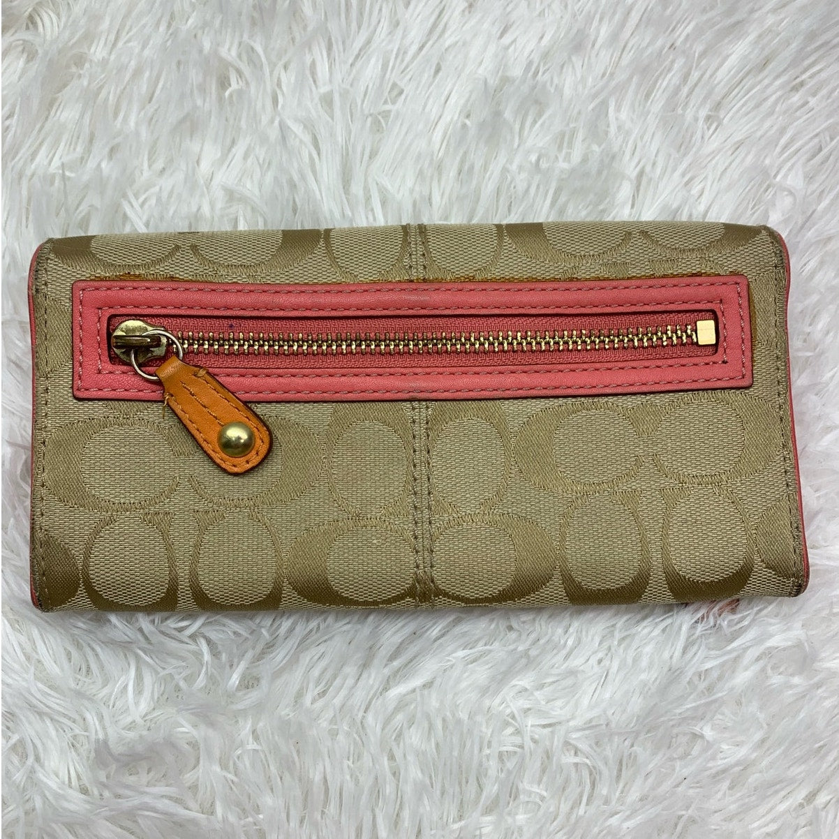 COACH  Signature Canvas Double Zipper Wallet