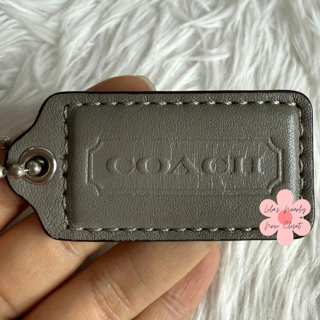 2"  COACH Gray Fob Bag Charm Hang tag Hangtag