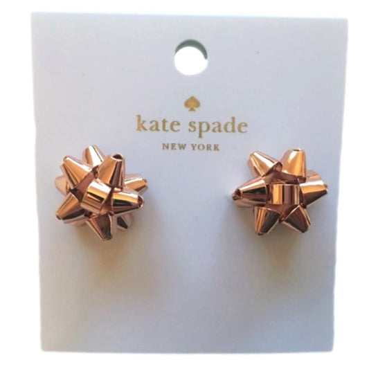 NWT Kate Spade Christmas Bow Earrings Rose gold