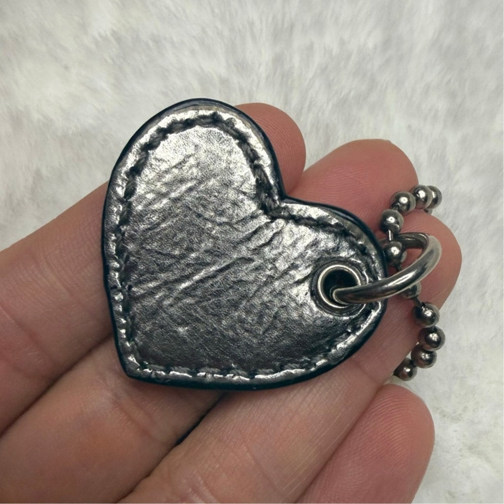 1" COACH Poppy Heart Fob Bag Charm Hang tag Hangtag
