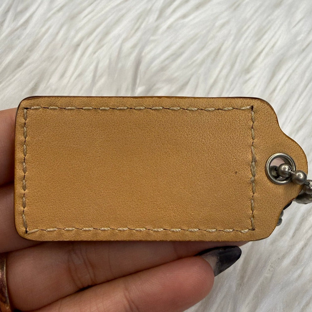 2" COACH Tan Fob Bag Charm Hang tag Hangtag