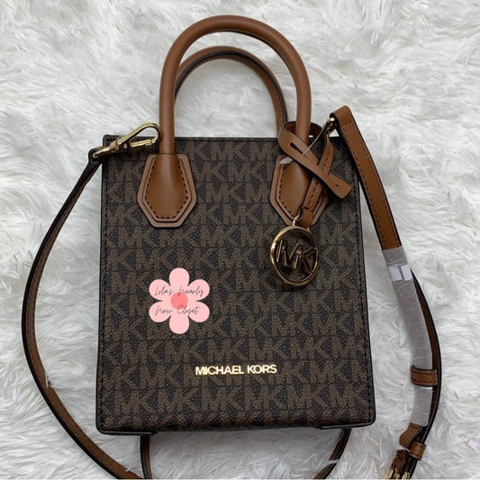 NWT Michael Kors Mercer Extra-Small Logo and Leather Crossbody Bag