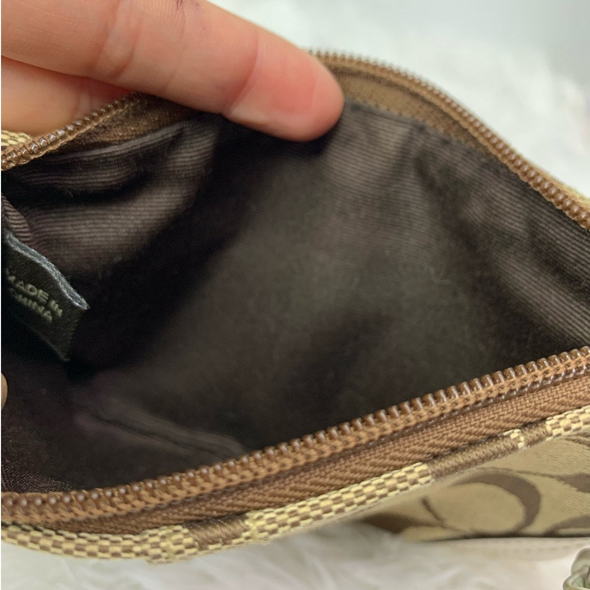 COACH Brown Signature Canvas Wristlet