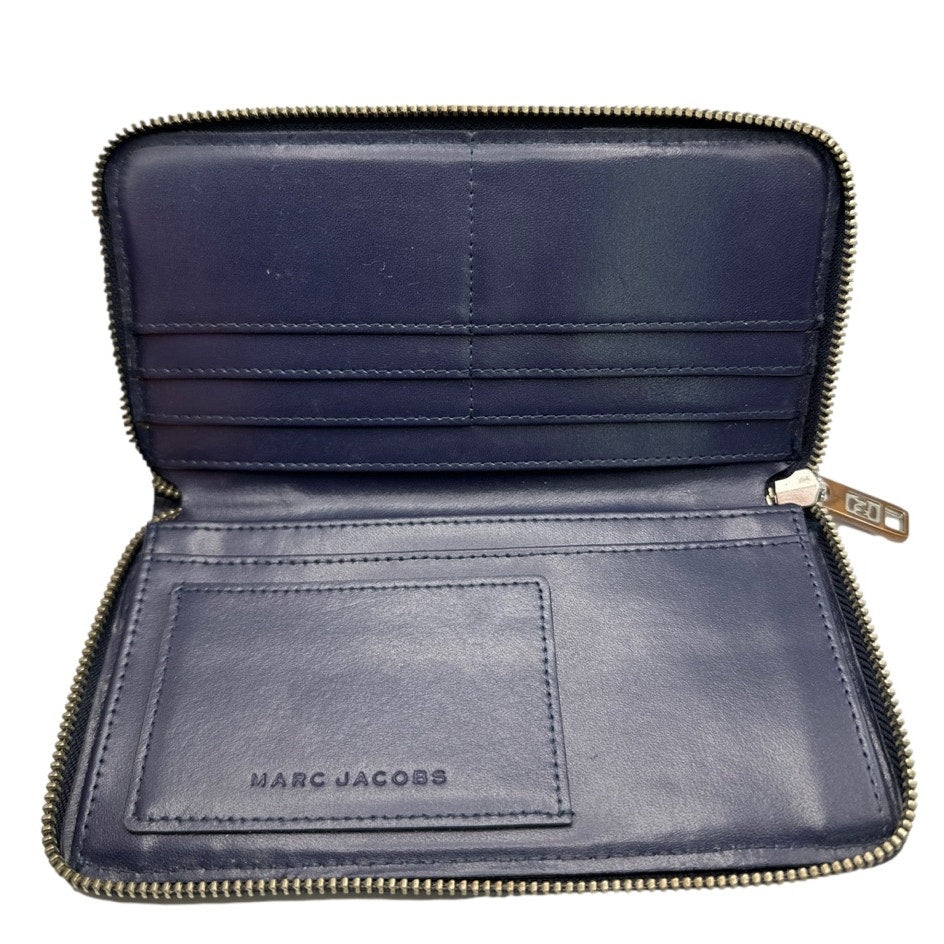 MARC JACOBS Navy Blue Zip Around Wallet