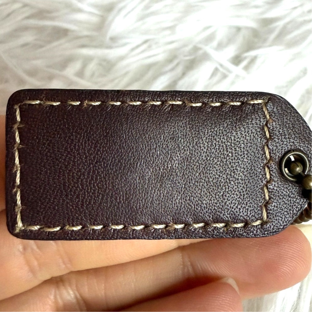 y2k 2" COACH Bronze Brown Vintage Fob Bag Charm Hang tag Hangtag