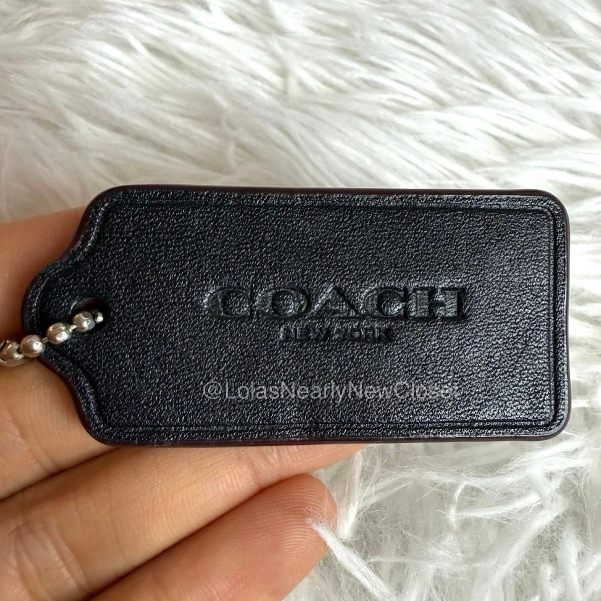 2" COACH Black Brown Edges Fob Bag Charm Hang tag Hangtag