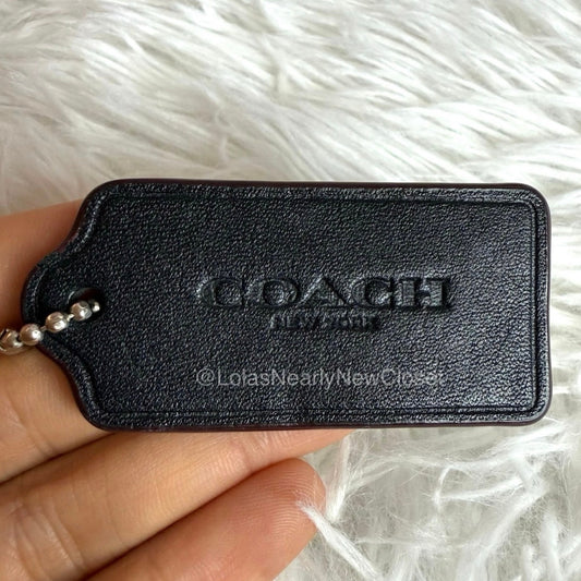 2" COACH Black Brown Edges Fob Bag Charm Hang tag Hangtag
