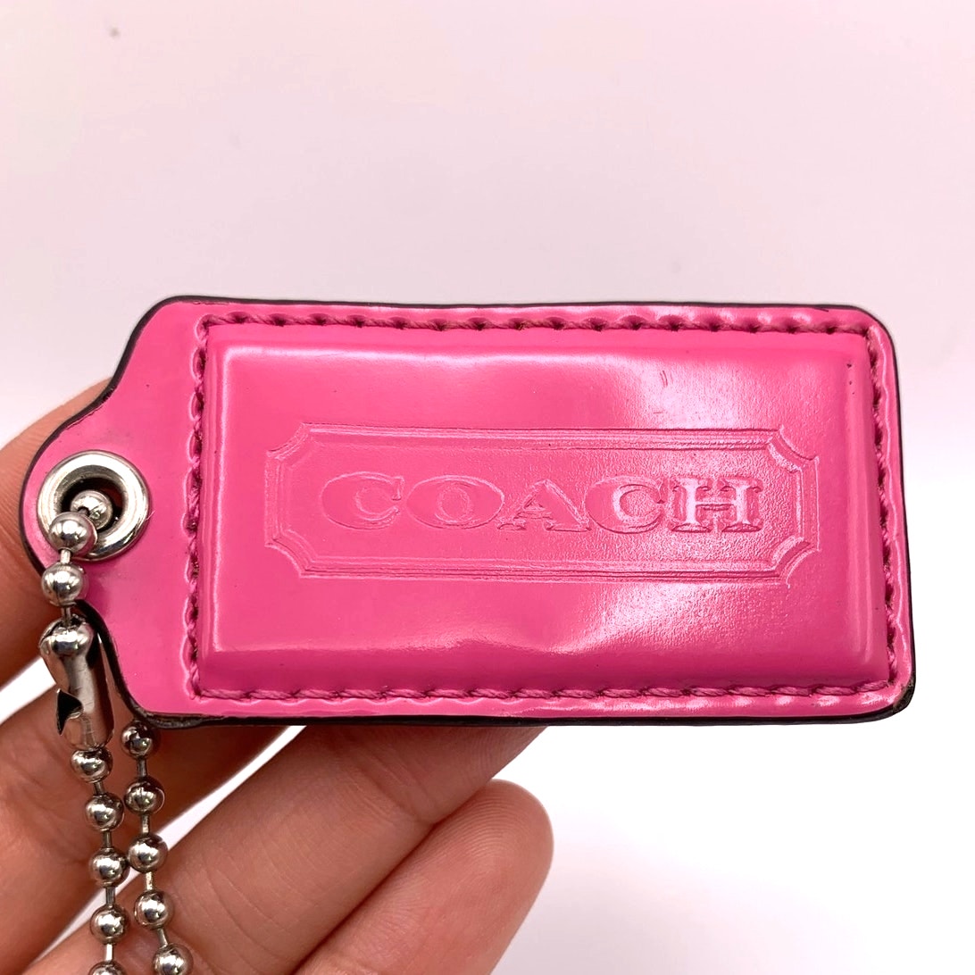 2" COACH Pink Patent Leather Fob Bag Charm Hang tag Hangtag
