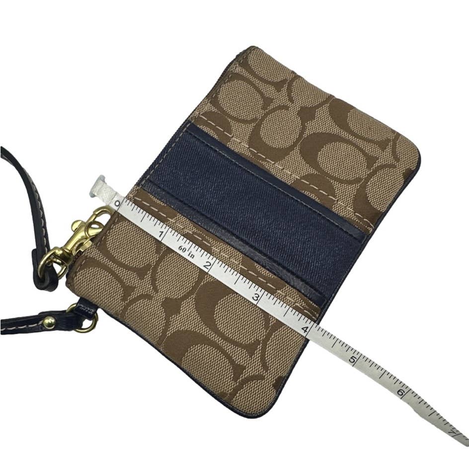 COACH Blue and Brown Signature Canvas Wristlet