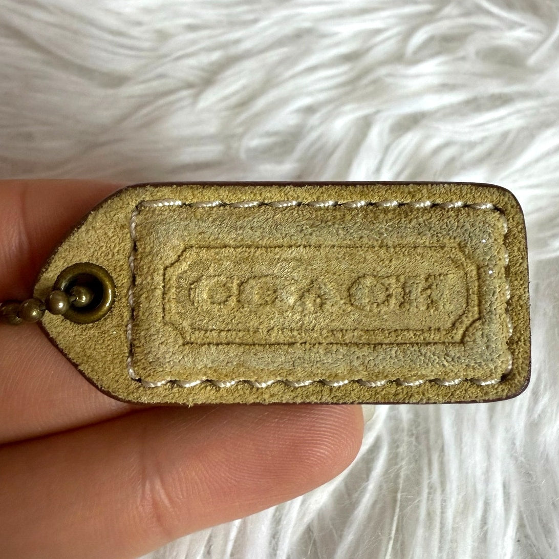 1.5" y2k COACH Suede Fob Bag Charm Hang tag Hangtag
