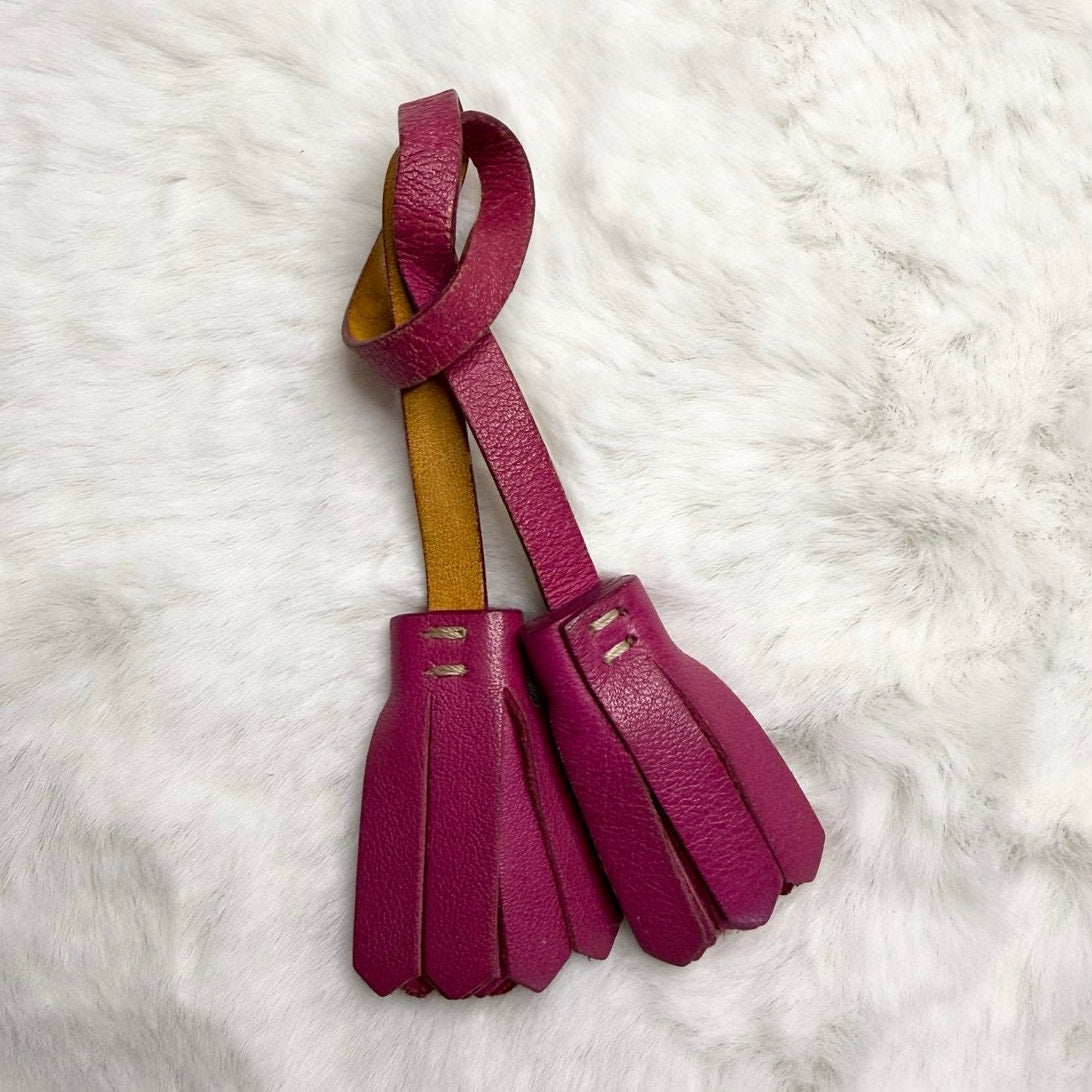 y2k Coach Vintage Pink Tassel Bag Charm Key Fob