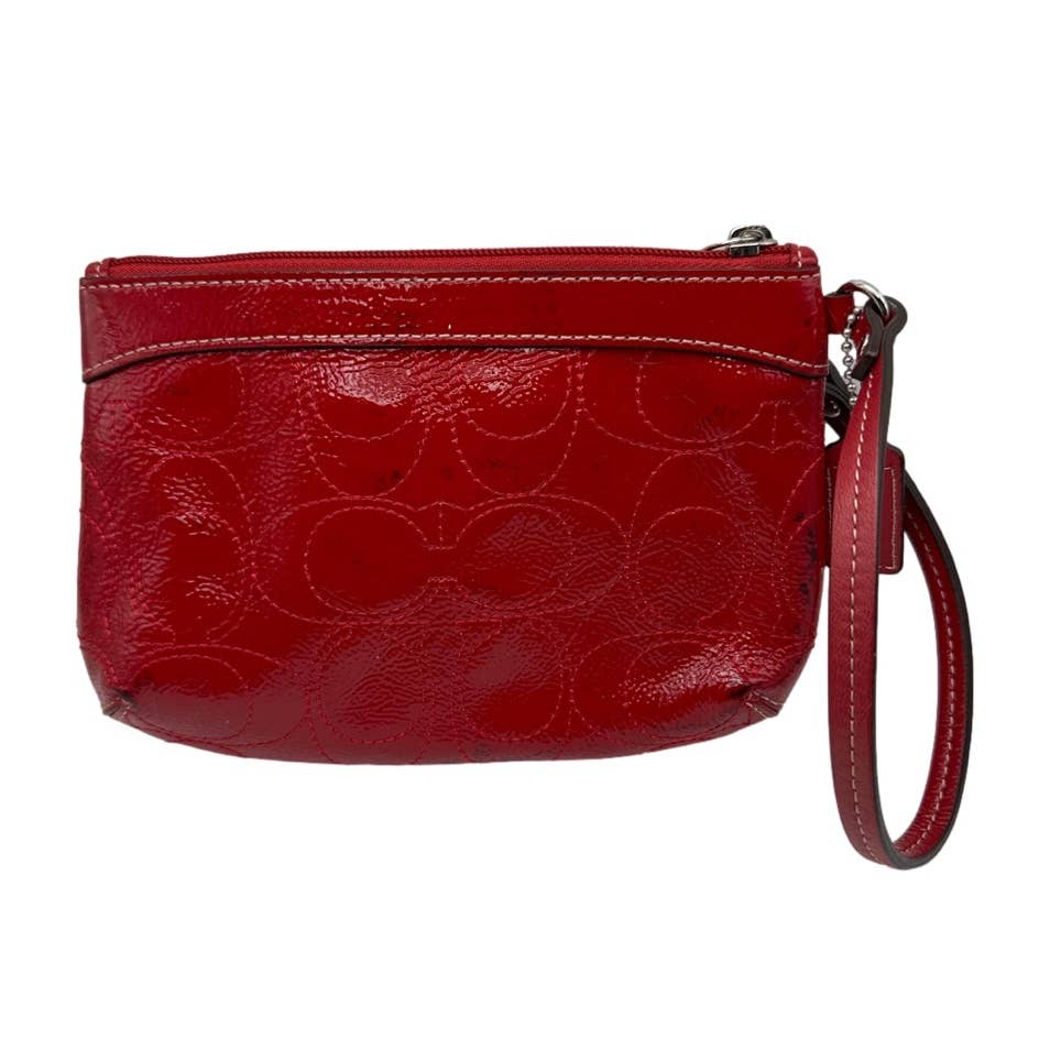 COACH Red Patent Leather Signature Wristlet