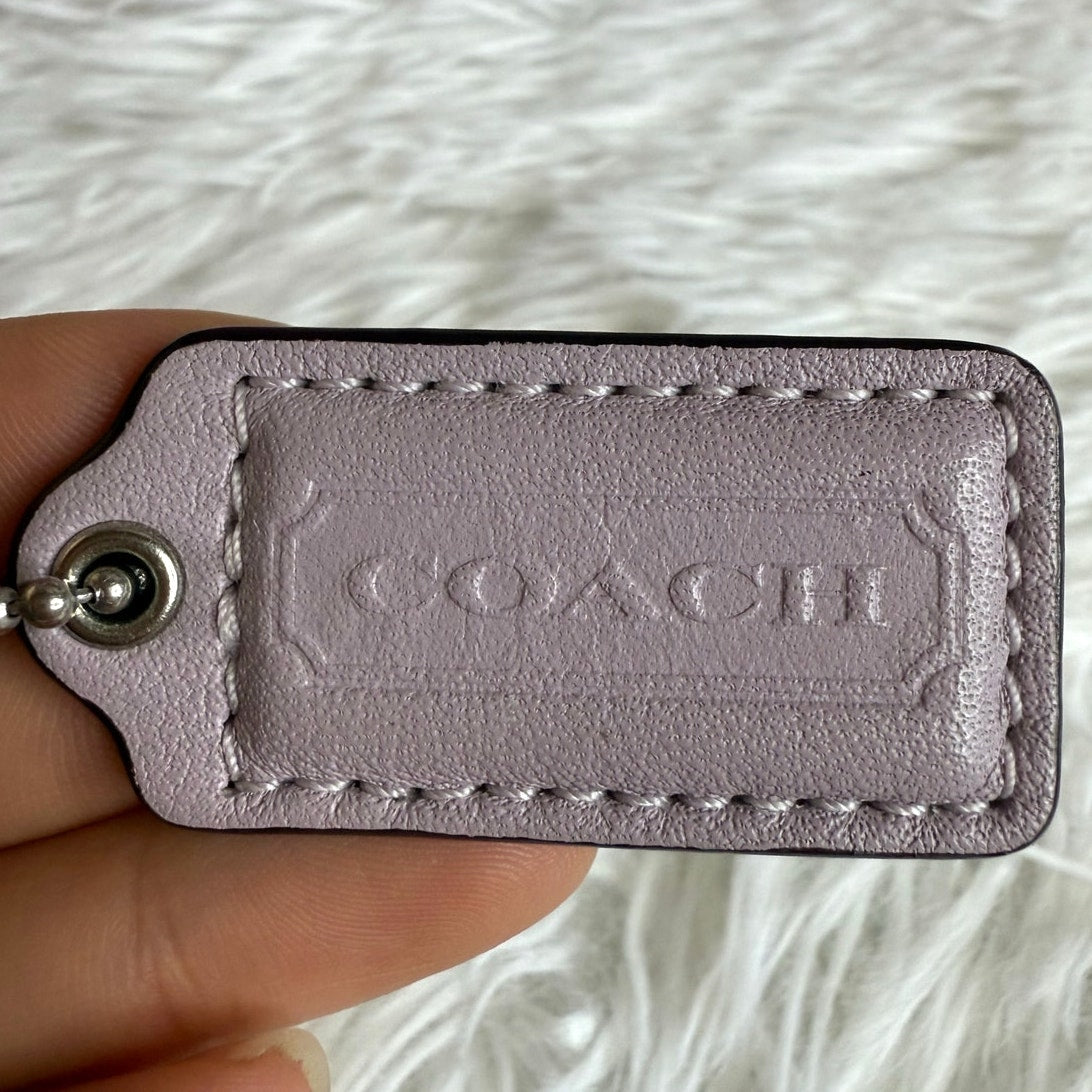1.5" COACH Lilac Texture Fob Bag Charm Hang tag Hangtag