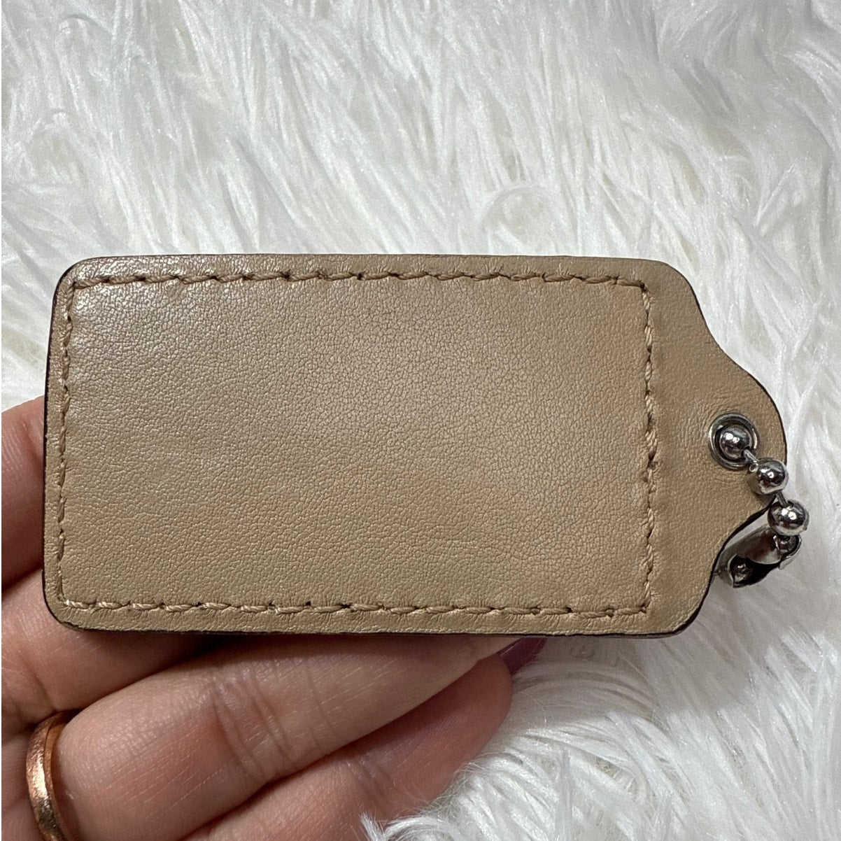 2.5" COACH Taupe Fob Bag Charm Hang tag Hangtag