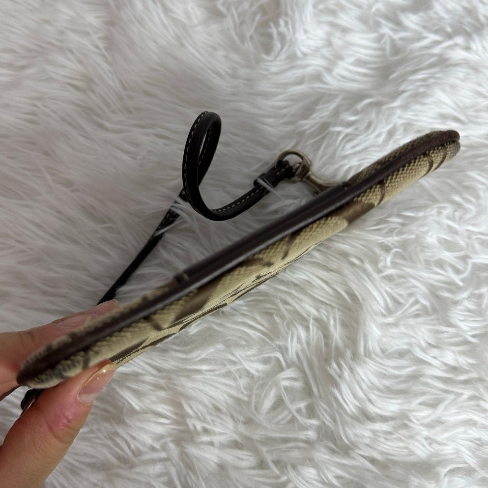 COACH Brown Signature Canvas Wristlet