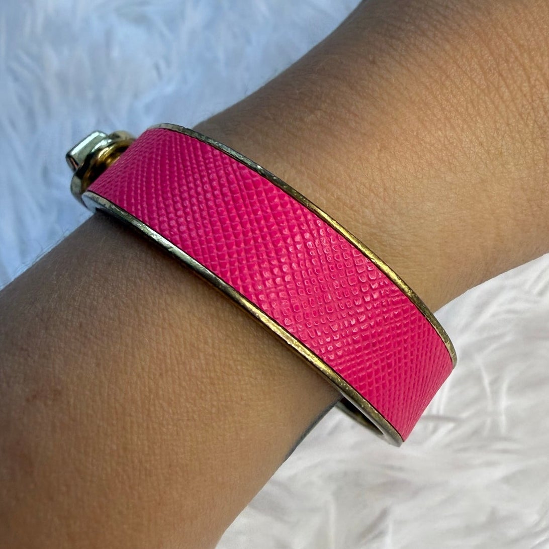 COACH Leather Turn Lock Hinges Bangle Bracelet