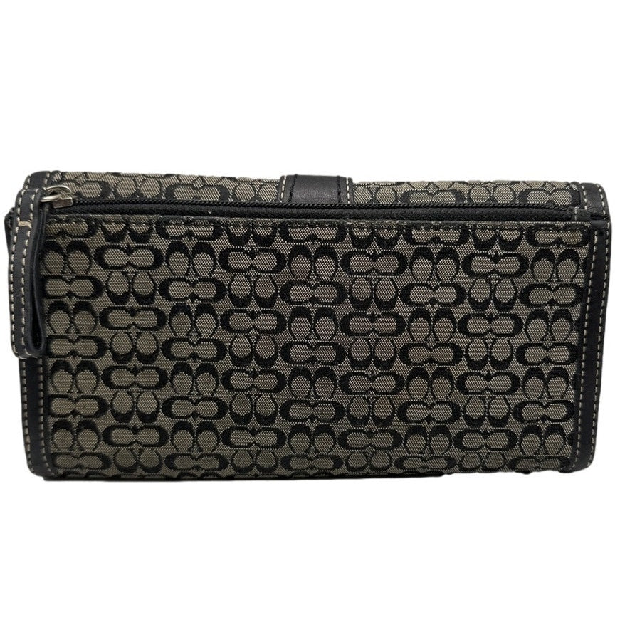 Vintage COACH y2k Soho Black  Gray Buckle Signature Canvas Wallet