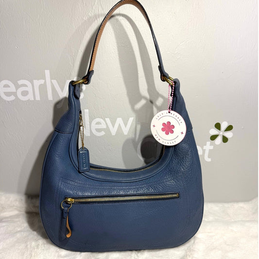 y2k Vintage Coach Hobo Bag 9621 Legacy Milled Blue Leather Ergo Shoulder Bag