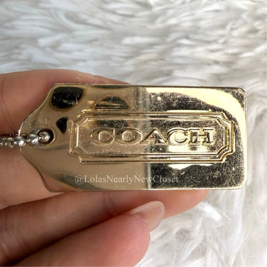 1.5 Coach Gold Metal Fob Bag Charm Hang tag Hangtag
