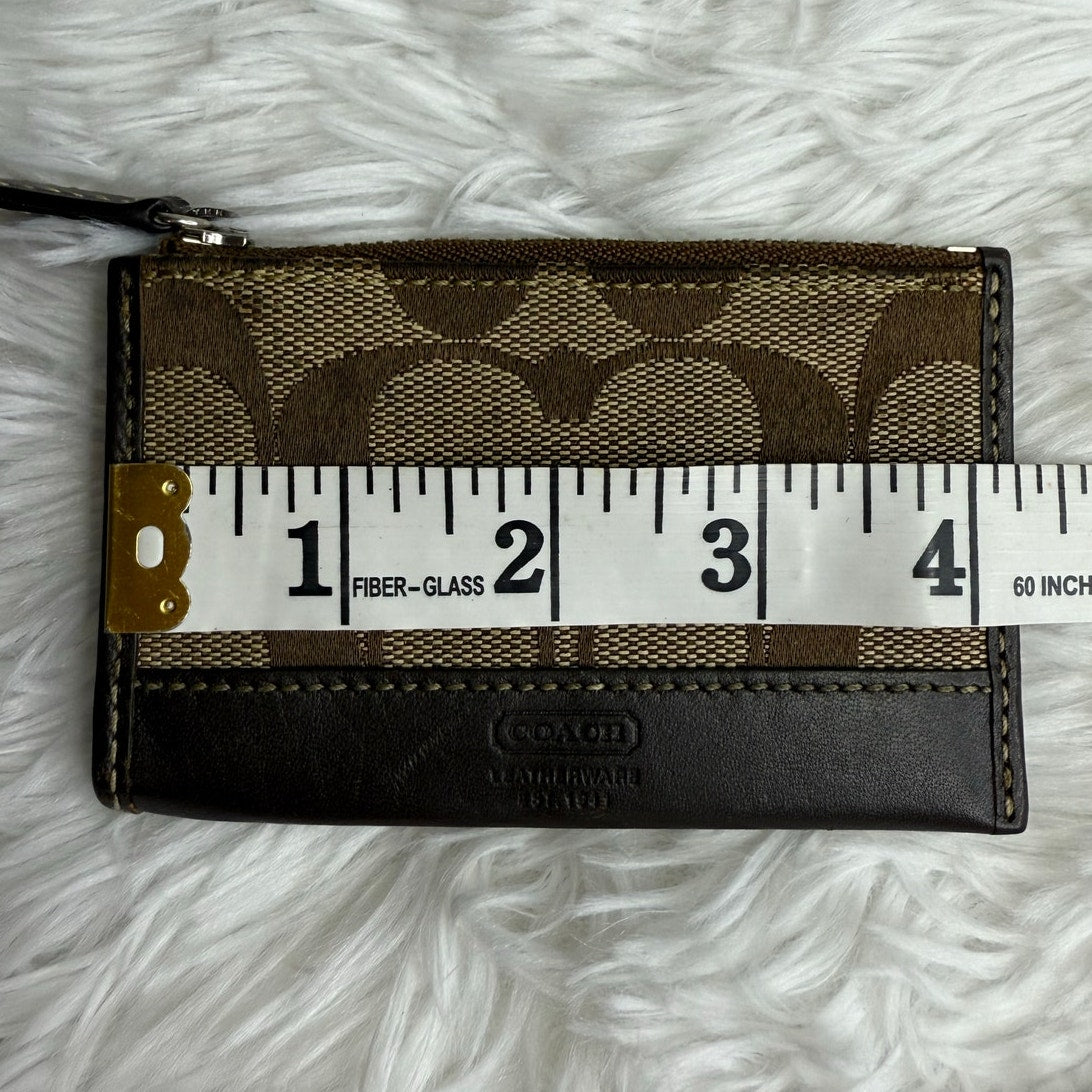 y2k COACH Signature Brown Card Holder Coin Purse Key Ring